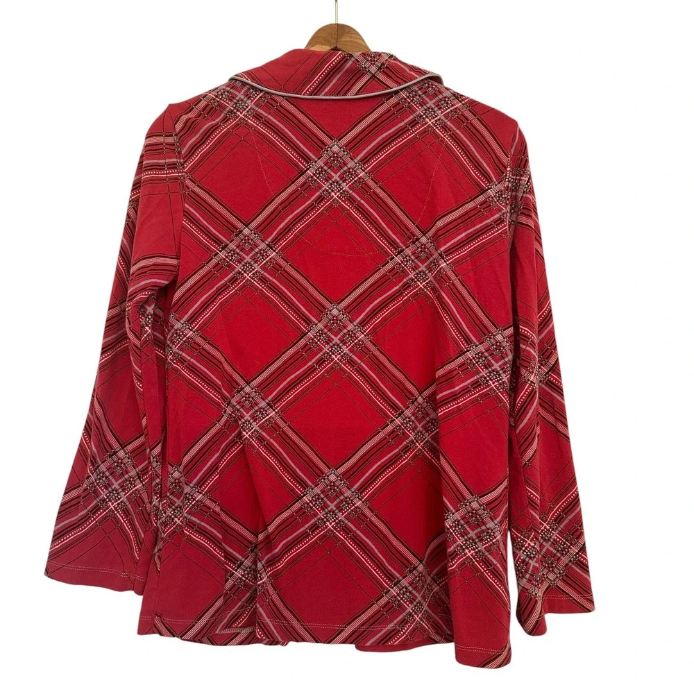 Soma Intimates Red Plaid Pajama Set Long Sleeve‎ Pants S Cotton Blend Soft READ